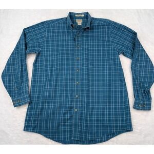 LL Bean Traditional Fit Men's L-Tall Blue Plaid Long Sleeve 269338 *Read